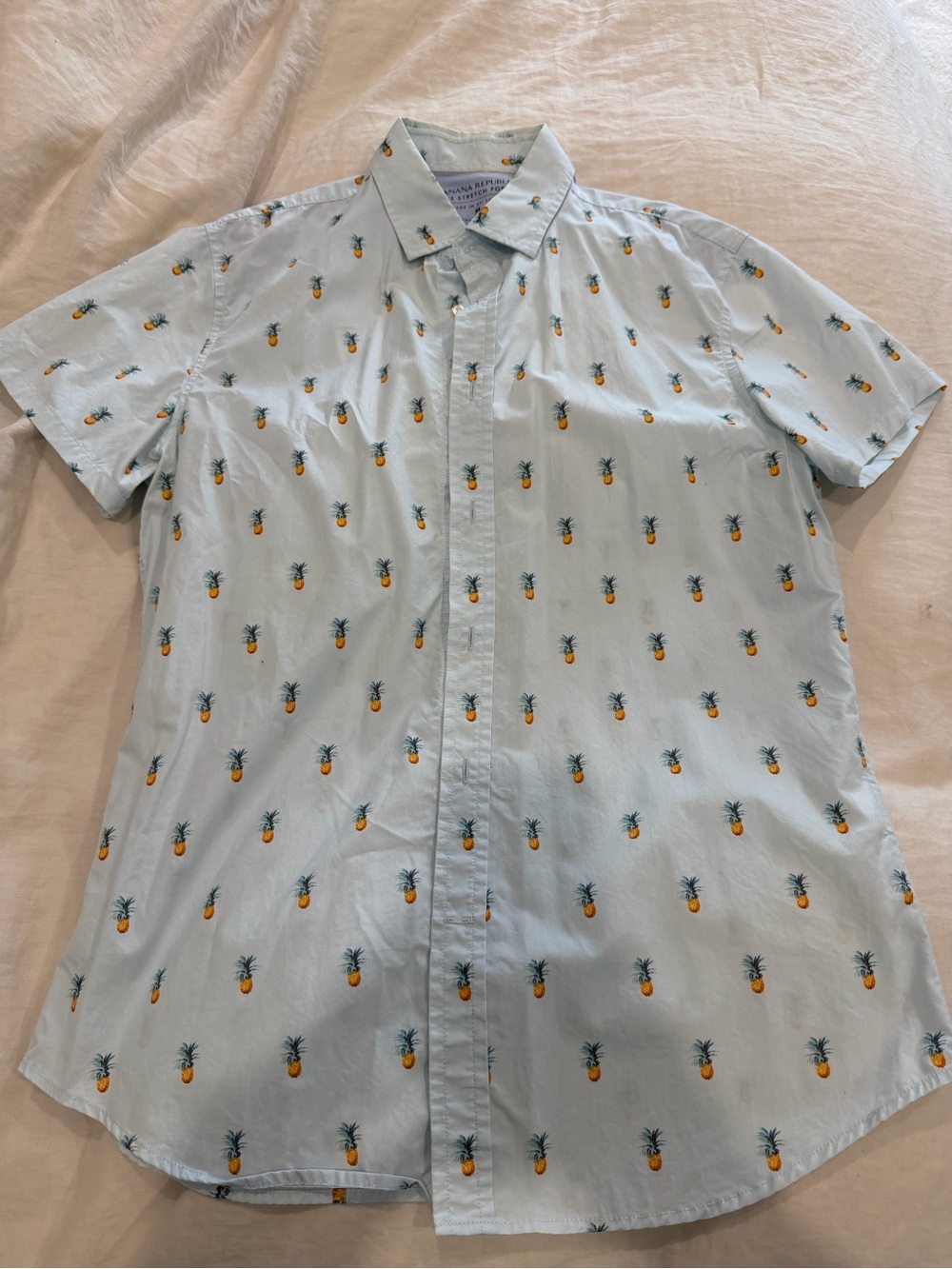 Banana Republic Men’s Cream Shirt with Pineapple Print